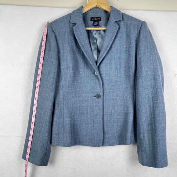 VTG Ann Taylor Blue Wool Cashmere 2-Button Blazer Academia Preppy 8 Office - Picture 9 of 10